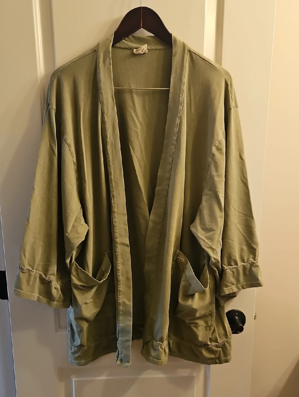Maggie’s Organics Green Organic Cotton Kimono, Large, Boho Lounge Cardigan - Picture 2 of 9